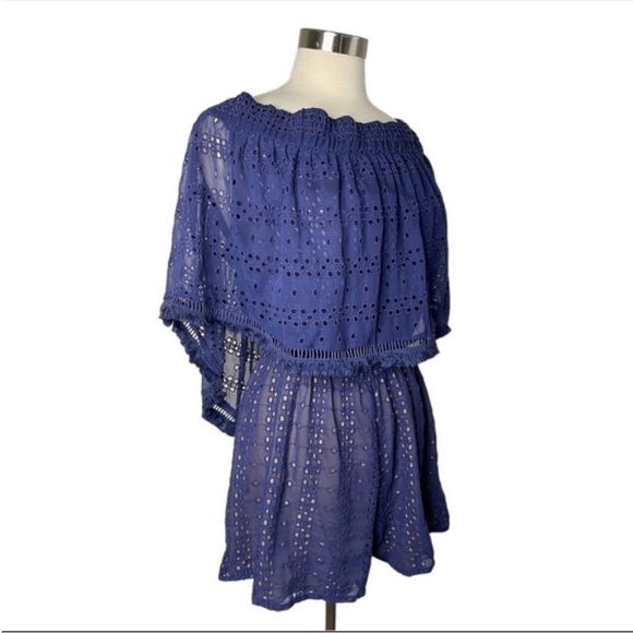 RANNA GIL Blue Eyelet Lace Romper size MP - Picture 6 of 7